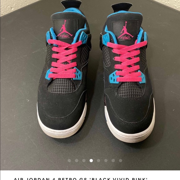 Jordan 4 Retro Black Vivid Pink Dynamic Blue (GS) - Picture 4 of 8